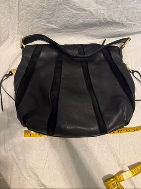 Aimee Kestenberg Black Leather Paneled Shoulder Bag